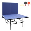 Belatt 9ft Foldable Ping Pong Table Set - Professional Indoor/Outdoor MDF Table Tennis with Net, 2 Paddles, 3 Balls, Wheels Blue - 2 of 4
