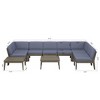 Christopher Knight Home Elra Rustic 10 Piece Patio Acacia Wood Slatted Modular Seating Set with Cushions and 2 Coffee Table - 3 of 4