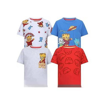 Daniel Tiger's Boys 4 Pack Short Sleeve T-Shirt for Toddlers and Big Kids