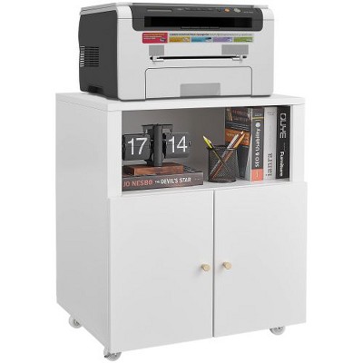 Mocamel Metal Printer Stand with Door Adjustable Shelf File Cabinet on Wheels and Storage Mobile Printer Tables for Small Spaces or Home Office