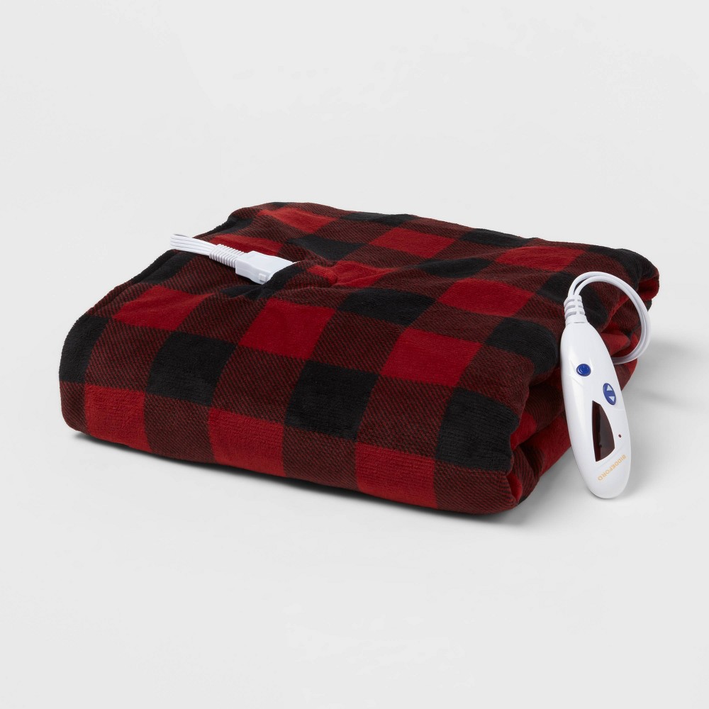 Microplush Reversible Electric Throw Blanket Red Buffalo Check - Biddeford Blankets