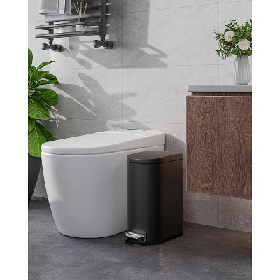 2.6 Gallon/10 Liter Slim Trash Can, Stainless Steel Garbage Bin with Removable Inner Bucket