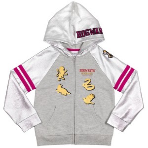 Harry Potter Slytherin Ravenclaw Hufflepuff Girls French Terry Zip Up Hoodie Little Kid to Big Kid - 1 of 4