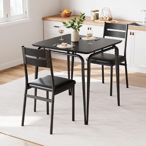 Dining Table for 2, Small Table and Chairs Set of 2, Square Dinette Set for 2, Dinner Table Set, 3 Piece Kitchen & Dining Room Sets - 1 of 4