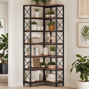 Hommoo 7-Tier Tall Corner Bookshelf - 1 of 4