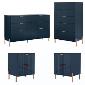 Festivo 4pc Modern Elegance Bedremm Chest and 6 Drawer Dresser and 2 Drawer Nightstands Set - 1 of 4