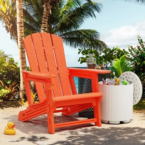 Maggift Patio Accent Chairs, Plastic Adirondack Chairs with Cup Holders, Lawn Chairs for Patio, Garden, Poolside, Orange, 31.4"*29.6"*36.4" - 1 of 4