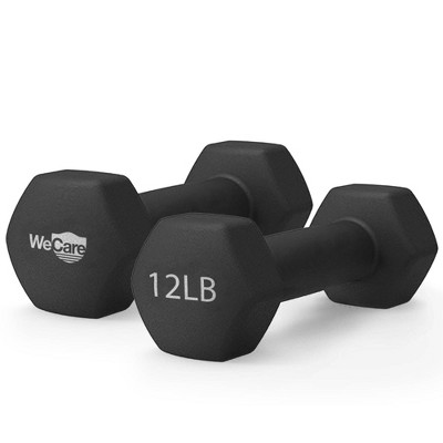 WECARE Neoprene Dumbells 2pc - Black 12lbs