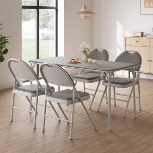 Upholstered Folding Chair Set, Portable Dining Chair with Metal Legs & Non-Slip Feet Pads, Commercial Chairs for Home Office Party - 1 of 4