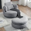 Estelle 39" Wide Oversized 360° Swivel Barrel Chair Teddy Fabric Upholstered And 4 Pillows Moon Storage Ottoman Armchair-Maison Boucle - 2 of 4