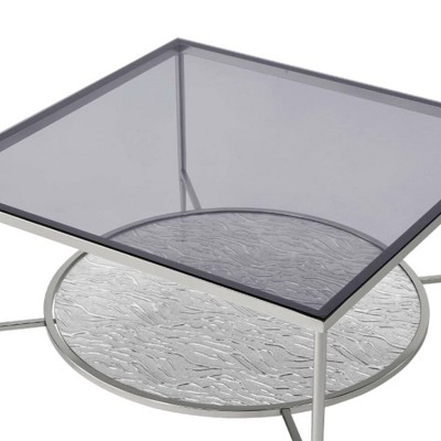 Adelrik Square Chrome and Glass Coffee Table with Storage