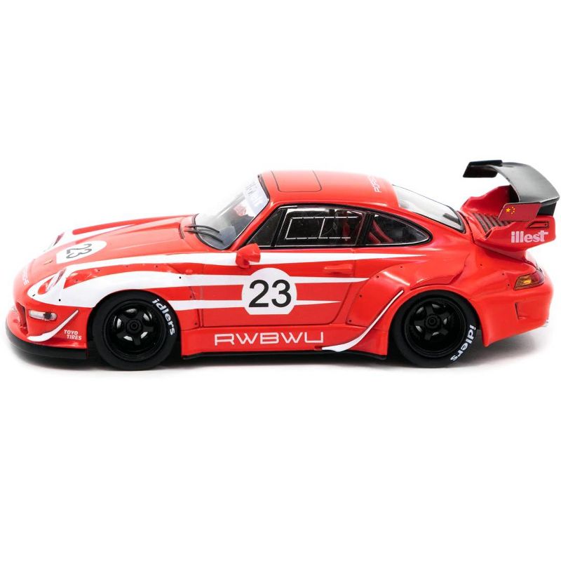 Porsche RWB 993 #23 "RWBWU" Red with White Stripes "RAUH-Welt BEGRIFF" 1/43 Diecast Model Car by Tarmac Works, 2 of 4