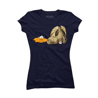 Junior's Design By Humans Dragon making Tea By djrbennett T-Shirt