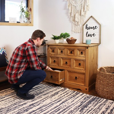 Sunnydaze Light Brown Pine 9-Drawer Farmhouse Chest