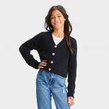 Girls' Cropped Fuzzy Cardigan Sweater - art class™