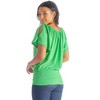 24seven Comfort Apparel Womens Solid Color Short Sleeve Split Shoulder Top - 3 of 4