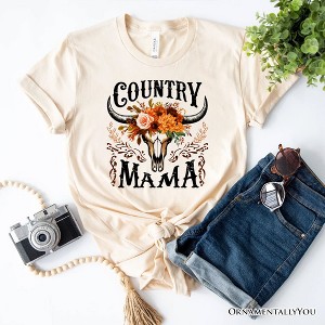 Country Mama Floral Buffalo Skull Vintage T-Shirt, Western Natural and White Women’s Tee| OrnamentallyYou - 1 of 4