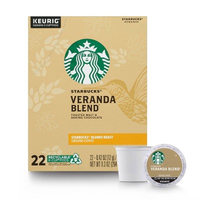 Starbucks Blonde Roast K-Cup Coffee Pods — Veranda Blend for Keurig Brewers — 1 box (22 pods)