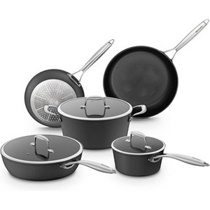 Aoibox Non Stick Cookware Set 8 Pcs, Oven Safe 500F Hard Anodized Induction Pots & Pans with Glass Lids, Stay-Cool Handles, PFAS/PFOS/PFOA/BPA Free - 1 of 4