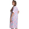 Dreamcrest Womens Short Sleeve Duster, Seersucker Plaid Housecoat/Women Sleepwear Zip Front Nightgown - 2 of 3