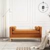 53.5"W Upholstered Bench, Ottoman Bench With Wood Legs & Bolster Pillows For End Of Bed, Bedroom, Living Room, Entryway - 2 of 4