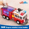 Joyfy Fire Truck Toy, Bump and Go Fire Engine Trucks with LED Projections & Sirens, Boys & Girls Firetruck for Toddler Kids Birthday 2 3 4 5 6 Ages - 2 of 4