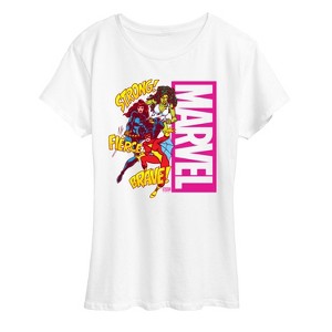 Women's - Marvel - Super Hero Women Sound Effects Short Sleeve Graphic T-Shirt - 1 of 4