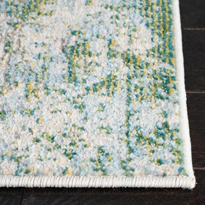 Elysian Fields Hand-Knotted Easy-Care Green/Blue Synthetic Rug - 2'2" x 4'