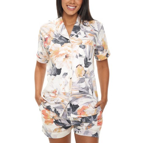 Adr Womens Short Sleeve Knit Pajamas Set Soft Tropical Floral X Large :  Target