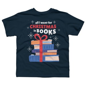 Boy's Design By Humans Christmas books By ArtStyleAlice T-Shirt - 1 of 3