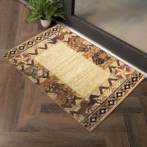 Beige 2 ft. x 3 ft. Southwest Area Rug ¨C 100% Polypropylene Accent Rug for Entryway, Bedroom & Living Room - Nertpow - 1 of 4