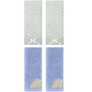 REGALWOVEN 4 Pcs 100% Cotton Floral Embroidered Soft Absorbent Decorative Hand Towel - 1 of 4