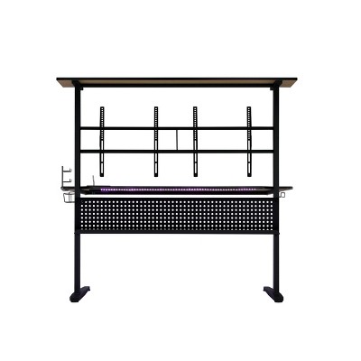 Canzi 63'' Black Streamlined Gaming Desk with LED and USB Port