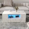 Modern LED Coffee Table with 2 Drawers, Open Side Shelf and Storage - 2 of 4