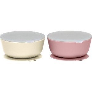 Weesprout Suction Bowls for Baby & Toddlers, 100% Silicone with Plastic Lid, 12 oz, Set of 2 - 1 of 4