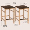 JONATHAN Y Armand Modern Coastal Backless Acacia Wood Outdoor Bar Stool with Woven Rope Sea - 3 of 4