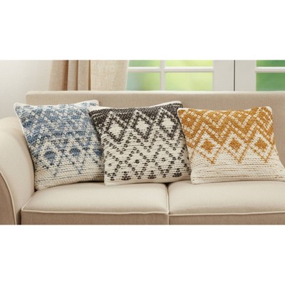 Black and White Diamond Woven Cotton Euro Pillow Cover