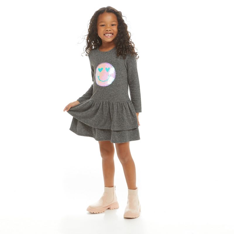 Andy & Evan  Toddler Girls Hacci Dress w/Sequin Graphic, 2 of 6