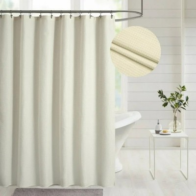 LunaLulinlk Waffle Weave Fabric Shower Curtain ,Beige,71"Wx72"L