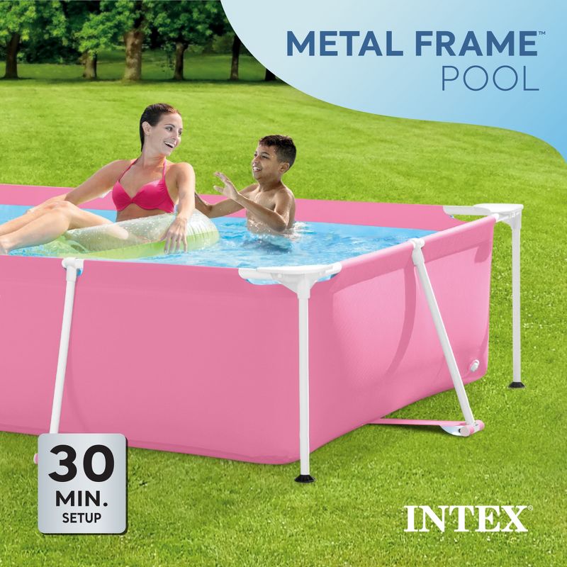 Intex Rectangular Metal Frame Above Ground Outdoor Backyard Swimming Pool, 4 of 9