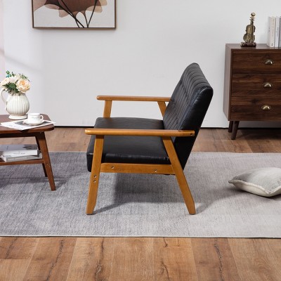 NicBex Couches for Living Room Modern Loveseat Sofa Upholstered Pu Leather 2-seat Couch with Wooden Leg for Apartment