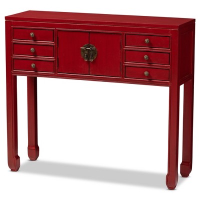 Melodie 6 Drawer Console Table Red - Baxton Studio