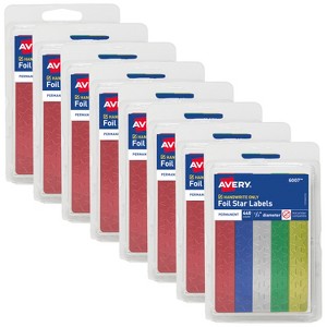 Avery Foil Star Labels, 1/2", Assorted Colors, Non-Printable, 8 Packs, 3,520 Star Stickers Total (21922) - 1 of 4