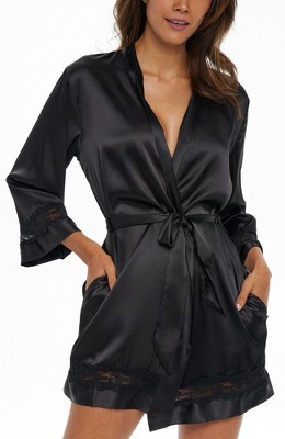 Piccocasa Silk Satin Women Lady Lingerie Robe Sleepwear Nightwear