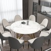 Munora 59.1" Modern Round Sintered Stone Dining Table - White Faux Marble Top with Stainless Steel Base, Seats 6-8 - 3 of 4