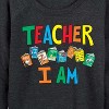 Women's - Dr. Seuss - The Cat In The Hat Book Cover Teacher I Am Lightweight French Terry Wide Neck Long Sleeve Shirt - 2 of 4