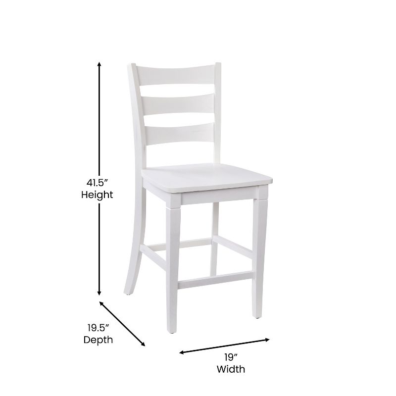 Emma and Oliver Set of 2 Classic Wood Dining Stool with Ladderback Design, 5 of 9