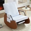 Mjkone Upholstered Corduroy Rocking Chair with Wooden Legs Wrapped in Leather&Adjustable Footrest - 2 of 4