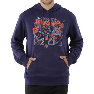 Seven Times Six Marvel The Amazing Spider-Man Hoodie Mens Action Poses Graphic Pullover Blue - 1 of 4