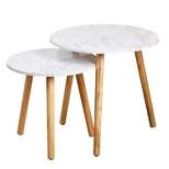 Set of 2 Darcy Round Nesting Tables White/Natural - Buylateral